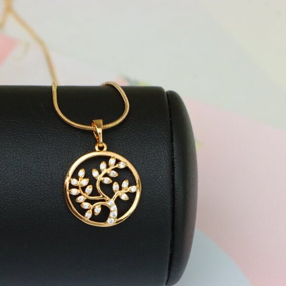 "Rose Gold Tree of Life Pendant with Sparkling Leaf Crystal Accents, XPPT1488 - Picture 7 of 13